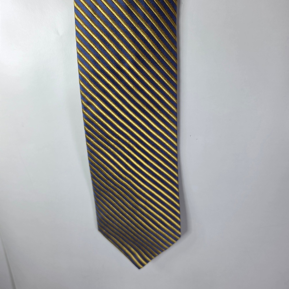 Daniel Cremieux Tie Mens Gold Blue Diagonal Striped Woven Silk Classic Business